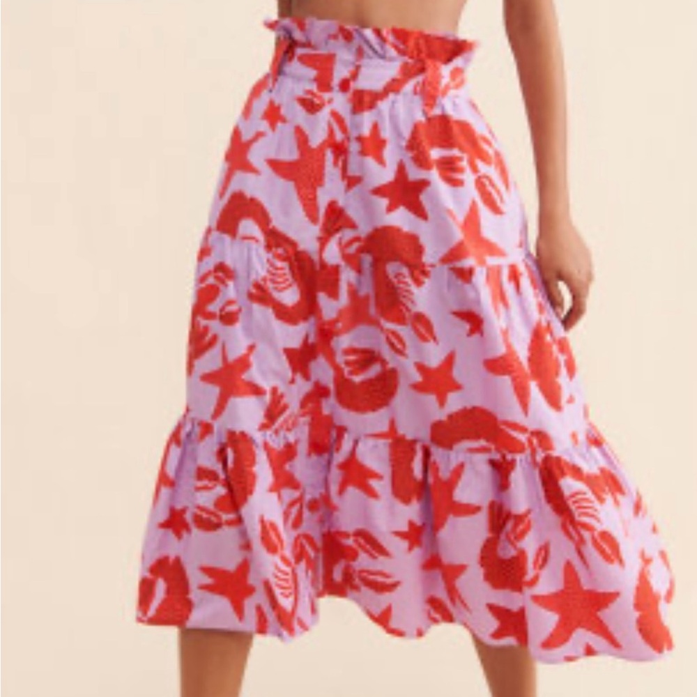 Farm Rio Lobster Sky Midi Skirt size S